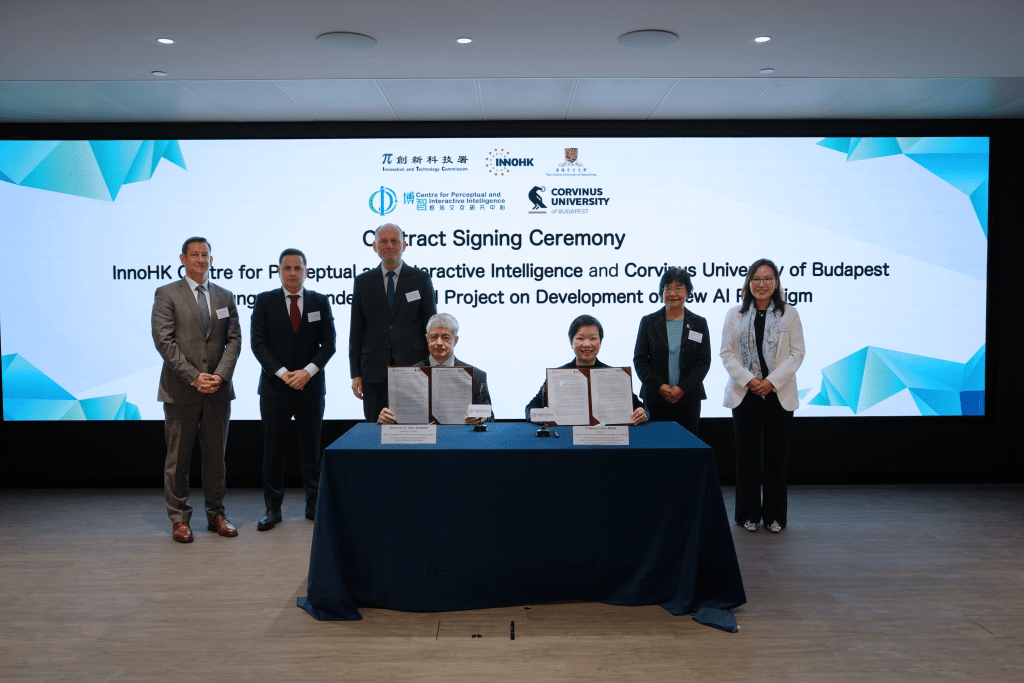 CUHK's InnoHK Centre for Perceptual and Interactive Intelligence and Corvinus University of Budapest sign a contract to launch a bilateral research project funded by Hungary. (CUHK)