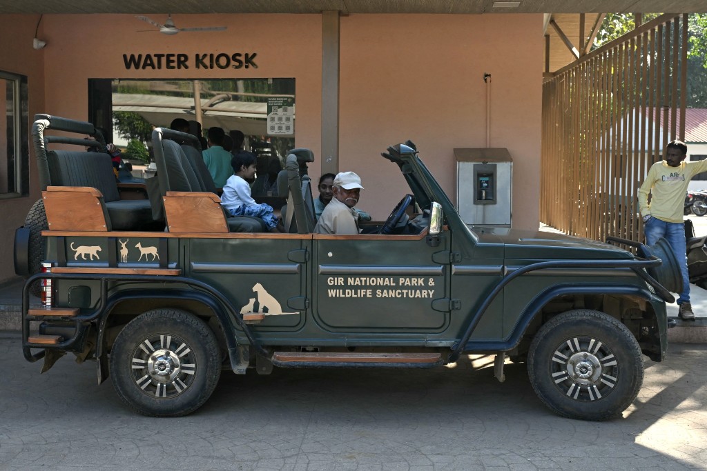Photo by INDRANIL MUKHERJEE / AFP  This photograph taken on November 10, 2025 shows a safari jeep waiting for visitors at the Gir National Park in India's western state of Gujarat.