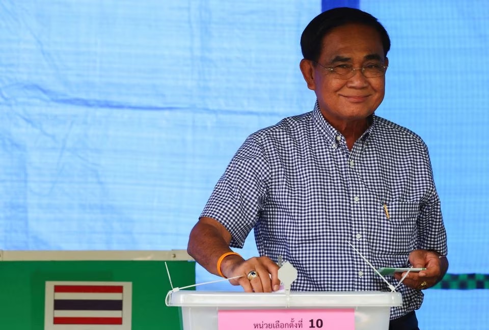 Thailand's incumbent Prime Minister and the prime ministerial candidate from the United Thai Nation Party (Ruam Thai Sang Chart Party), Prayuth Chan-ocha, casts his ballot to vote in the general election at a polling station in Bangkok, Thailand, May 14, 2023. (REUTERS/Athit Perawongmetha) Thailand's incumbent Prime Minister and the prime ministerial candidate from the United Thai Nation Party (Ruam Thai Sang Chart Party), Prayuth Chan-ocha, casts his ballot to vote in the general election at a polling station in Bangkok, Thailand, May 14, 2023. (REUTERS/Athit Perawongmetha)