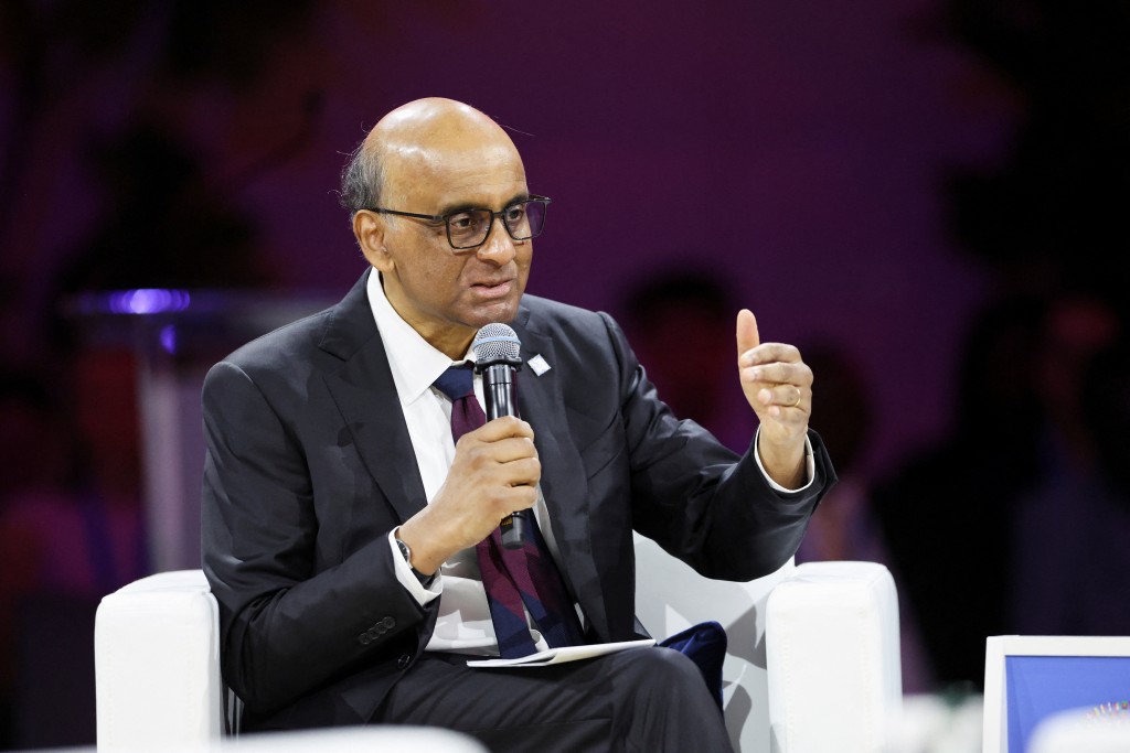 Singapore's President Tharman Shanmugaratnam speaks during the IMF/World Bank 2026 Annual Meetings at the Queen Sirikit National Convention Center (QSNCC) in Bangkok, Thailand, October 12, 2026. REUTERS/Athit Perawongmetha