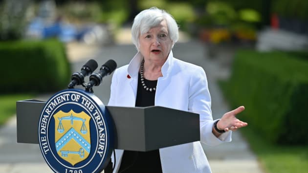 U.S. Treasury Secretary Janet Yellen speaks during a news conference, after attending the G7 finance ministers meeting, at Winfield House in London, Britain June 5, 2021. U.S. Treasury Secretary Janet Yellen speaks during a news conference, after attending the G7 finance ministers meeting, at Winfield House in London, Britain June 5, 2021.
