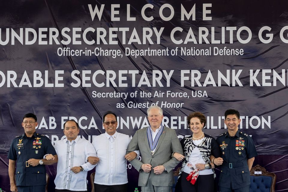 Philippines and U.S. officials pose for a photo during the groundbreaking ceremony for an airstrip extension and rehabilitation project under the Enhanced Defense Cooperation Agreement (EDCA) agreement. (Reuters) Philippines and U.S. officials pose for a photo during the groundbreaking ceremony for an airstrip extension and rehabilitation project under the Enhanced Defense Cooperation Agreement (EDCA) agreement. (Reuters)