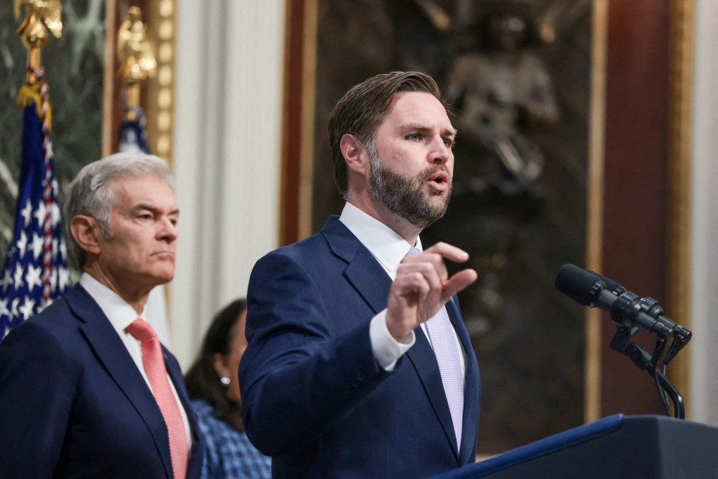 U.S. Vice President JD Vance and U.S. Administrator for the Centers for Medicare & Medicaid Services Mehmet Oz attend a press conference to discuss "anti-fraud initiatives" in the Indian Treaty Room at the White House complex in Washington, D.C., U.S., May 13, 2026. (Reuters)