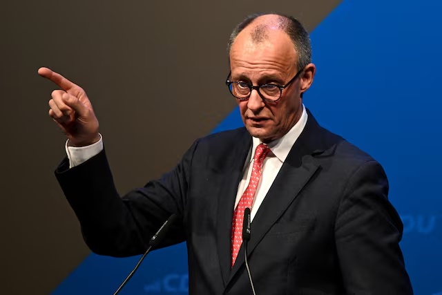 German Chancellor Friedrich Merz speaks at the Christian Democratic Union (CDU) party's rally, during the party's traditional Ash Wednesday meeting, in Trier, Germany, February 18, 2026. REUTERS/Jana Rodenbusch/File Photo 
