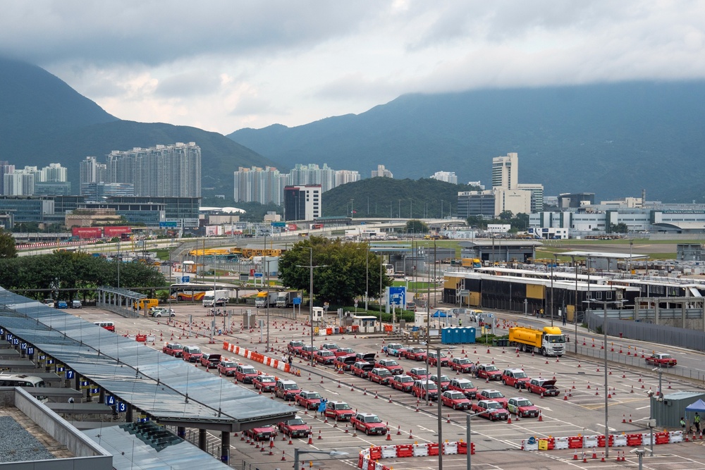 Outside the Hong Kong International Airport in Hong Kong. (Bloomberg) Outside the Hong Kong International Airport in Hong Kong. (Bloomberg)