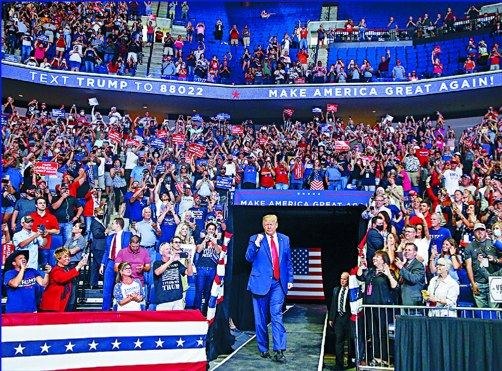 The White House promised 100,000 would attend Donald Trump's rally but it could not fill the 19,000-seat arena. AP The White House promised 100,000 would attend Donald Trump's rally but it could not fill the 19,000-seat arena. AP