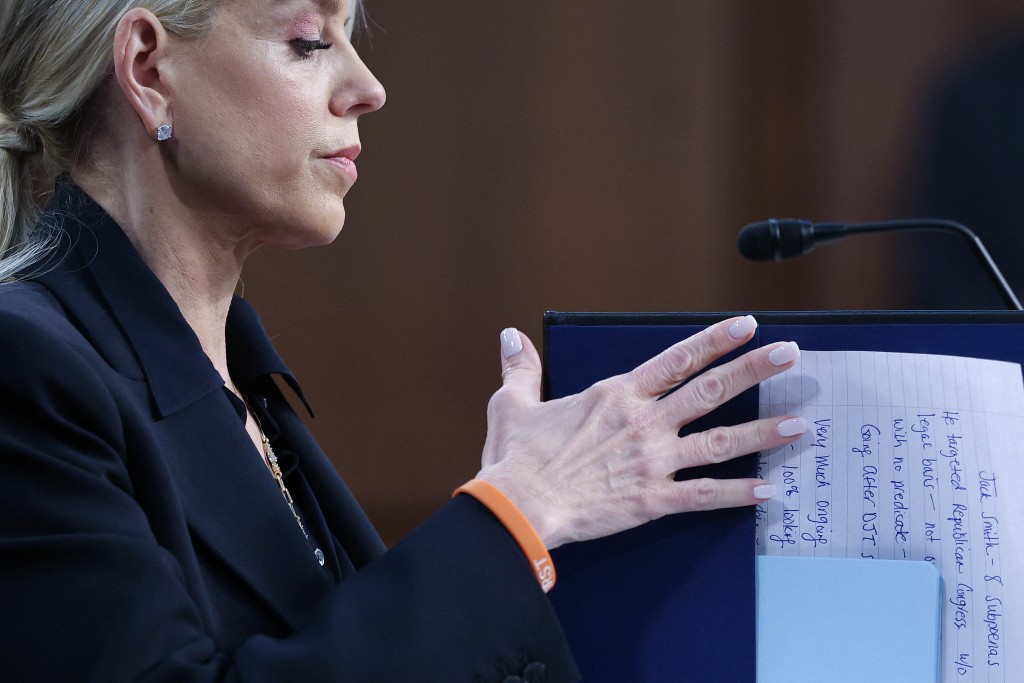U.S. Attorney General Pam Bondi testifies before the Senate Judiciary Committee in the Hart Senate Office Building on Capitol Hill on October 07, 2025 in Washington, DC.  (Photo by WIN MCNAMEE / GETTY IMAGES NORTH AMERICA / Getty Images via AFP)