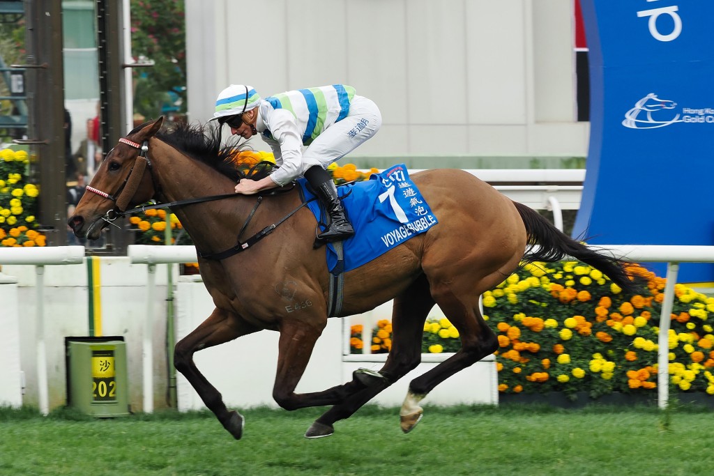 Voyage Bubble won this year's Hong Kong Gold Cup but was no match for Romantic Warrior over 2,000m on Sunday at Sha Tin HKJC