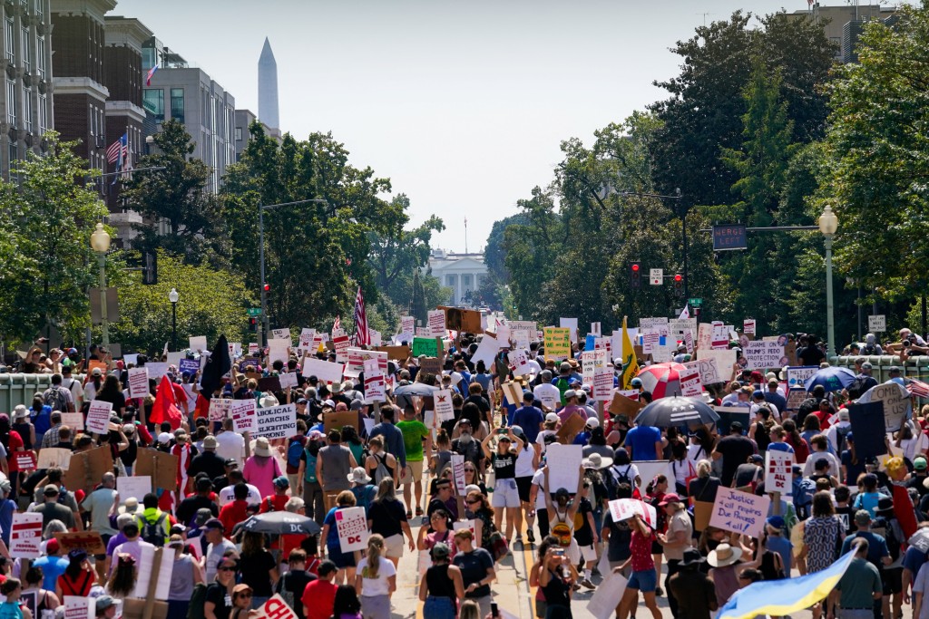 Demonstrators march towards the White House during the "We Are All D.C." protest against National Guard troops in Washington, D.C., U.S., September 6, 2025. (Reuters)