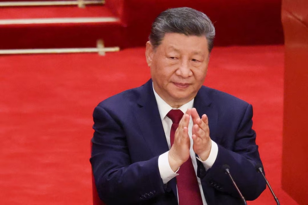 Chinese President Xi Jinping attends a ceremony marking the 105th anniversary of the founding of the Communist Party of China at the Great Hall of the People in Beijing, China, July 1, 2026. REUTERS/Maxim Shemetov