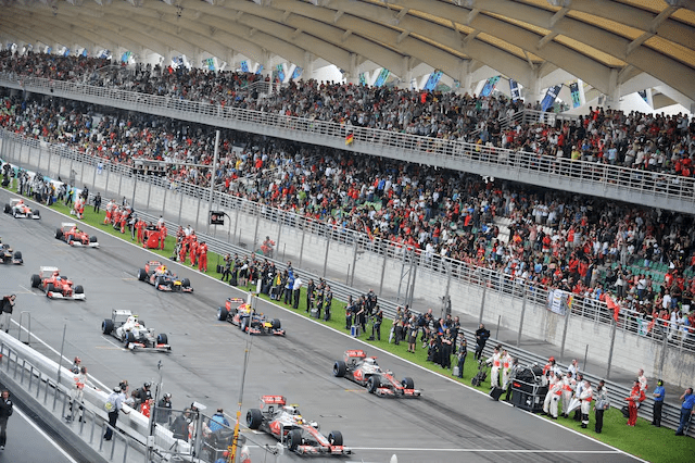 Formula One - F1 - Malaysian Grand Prix 2012 - Sepang International Circuit, Kuala Lumpur, Malaysia - 25/3/12 General View of the restart of the race. Mandatory Credit: Action Images / Crispin Thruston/File Photo