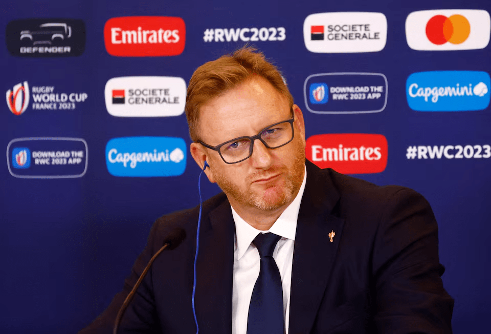 Rugby Union - Rugby World Cup Tournament Opening Press Conference - Roland Garros, Paris, France - September 4, 2023 World Rugby CEO, Alan Gilpin during the press conference REUTERS/Sarah Meyssonnier/File Photo