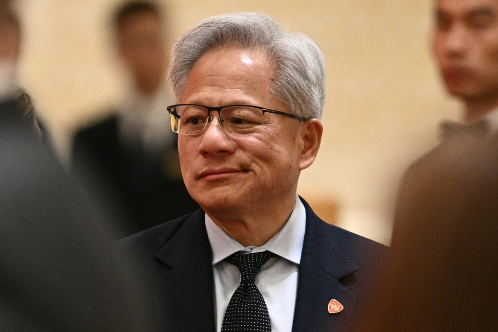 Nvidia founder and CEO Jensen Huang arrives ahead of a state banquet. (AFP)