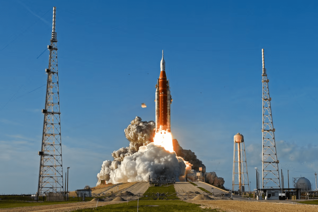 NASA's Artemis II mission to fly by the moon, comprising of the Space Launch System (SLS) rocket with the Orion crew capsule, lifts off from the Kennedy Space Center in Cape Canaveral, Florida, U.S. April 1, 2026. REUTERS/Steve Nesius