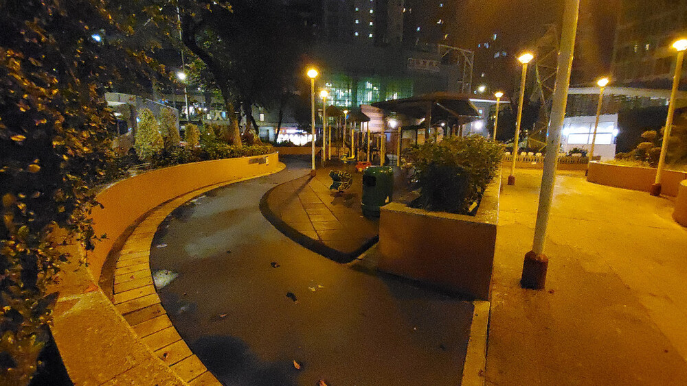 The crime scene at Sai Yee Street Garden in Mong Kok. 