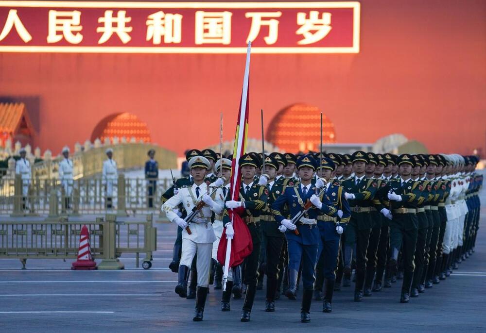 A flag-raising ceremony to celebrate the 73rd anniversary of the founding of the People's Republic of China is held at the Tiananmen Square in Beijing, capital of China, Oct. 1, 2022. (Xinhua/Chen Zhonghao)