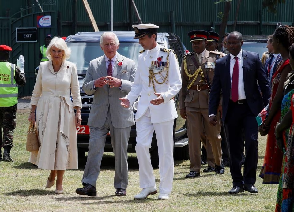 Britain's King Charles and Queen Camilla, along with Kenyan military personnel, visit the Kariokor Commonwealth War graves cemetery in an act of remembrance, in Nairobi, Kenya November 1, 2023. REUTERS/Monicah Mwangi Britain's King Charles and Queen Camilla, along with Kenyan military personnel, visit the Kariokor Commonwealth War graves cemetery in an act of remembrance, in Nairobi, Kenya November 1, 2023. REUTERS/Monicah Mwangi