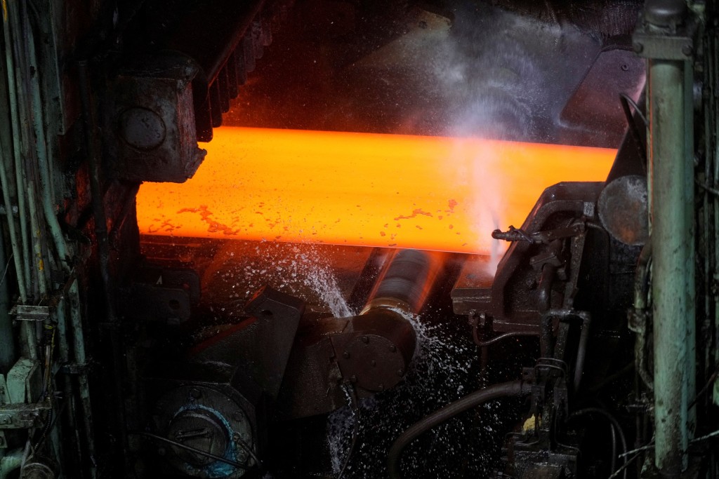 A view of the production line at a hot rolling plant during a government-organised media tour to Baoshan Iron & Steel Co., Ltd. (Baosteel), a subsidiary of China Baowu Steel Group, in Shanghai, China September 16, 2022. REUTERS