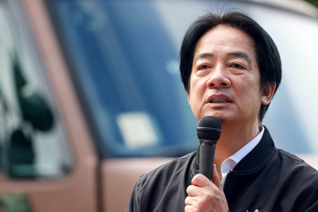 Taiwan President Lai Ching-te delivers a speech after inspecting reservists operating a Taiwan made Hummer 2 Drone during a training session at Loung Te Industrial Parks Service Center in Yilan, Taiwan December 2, 2025. REUTERS/Ann Wang