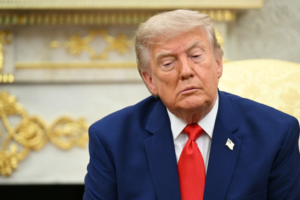 US President Donald Trump looks on during a meeting with Lebanese President Joseph Aoun in the Oval Office of the White House in Washington, DC, on July 21, 2026. (Photo by SAUL LOEB / AFP)