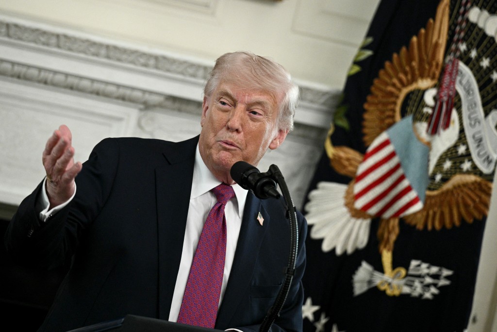 US President Donald Trump speaks during the NCAA Collegiate National Champions Day event at the White House in Washington, DC, on April 21, 2026. (Photo by Brendan SMIALOWSKI / AFP)