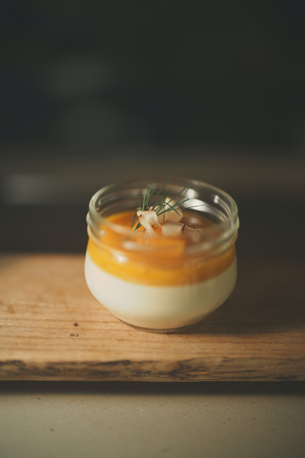 Jasmine Tea Panna Cotta with Spiced Mango.
