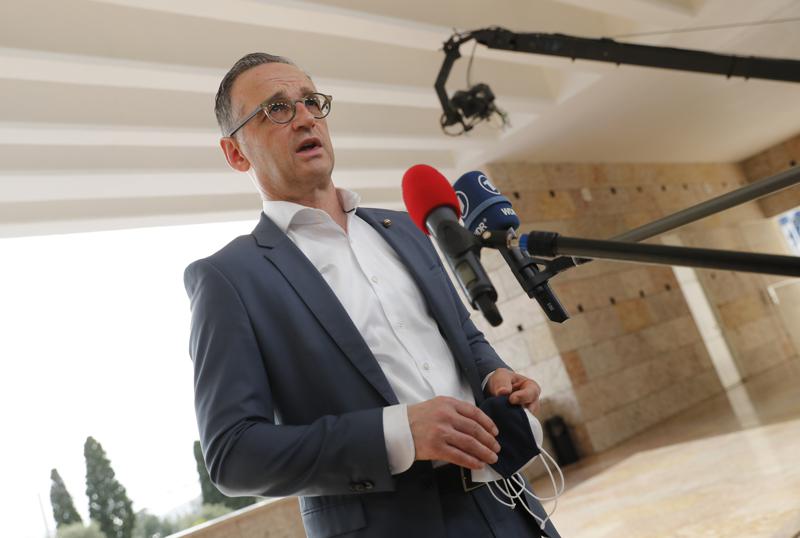 German Foreign Minister Heiko Maas arrives for a meeting of EU foreign ministers in Lisbon, Thursday, May 27, 2021. European Union foreign ministers meet Thursday to discuss EU-Africa relations and Belarus. German Foreign Minister Heiko Maas arrives for a meeting of EU foreign ministers in Lisbon, Thursday, May 27, 2021. European Union foreign ministers meet Thursday to discuss EU-Africa relations and Belarus.