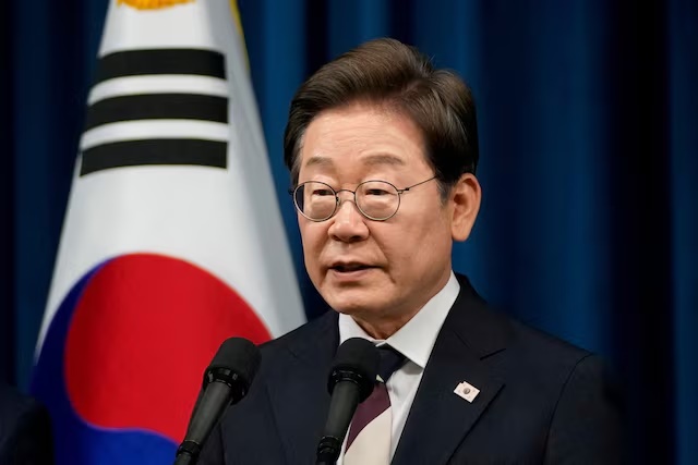 South Korean President Lee Jae-myung speaks during a press conference at the Presidential office in Seoul, South Korea, Wednesday, June 4, 2025. Ahn Young-joon/Pool via REUTERS/File Photo 
