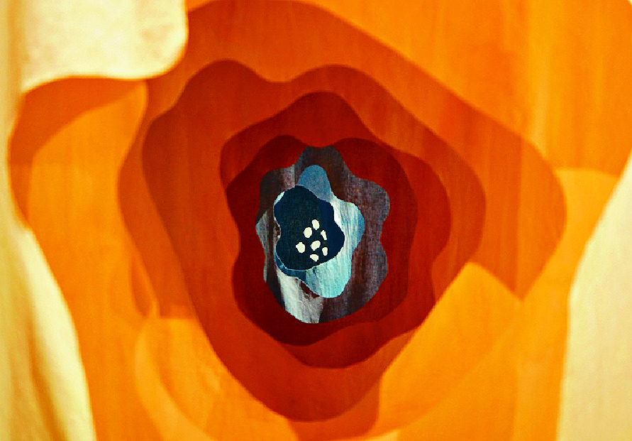 UUendy Lau, center, keeps a diary, second left, for the natural dyes she uses in artworks such as, from far left: Giant Bouquet; Dreamcatcher; and Leafscape. 