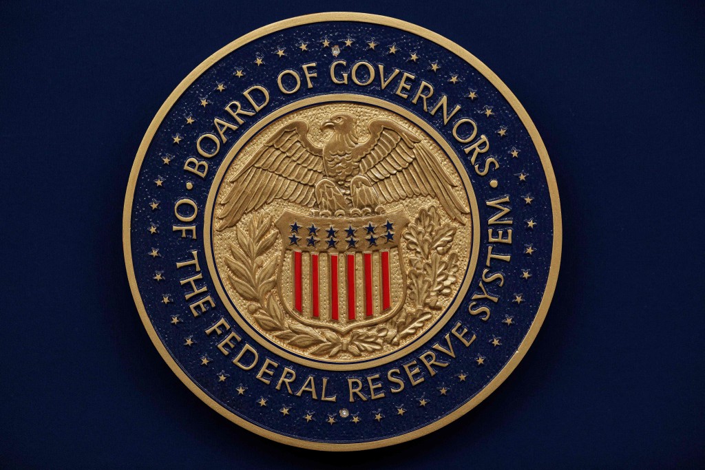 WASHINGTON, DC - JULY 30: The seal of the Federal Reserve Board of Governors at the Fed on July 30, 2025 in Washington, DC. Despite great pressure from President Donald Trump to lower rates, the U.S. central bank is expected to leave interest rates unchanged.   Chip Somodevilla/Getty Images/AFP (Photo by CHIP SOMODEVILLA / GETTY IMAGES NORTH AMERICA / Getty Images via AFP)