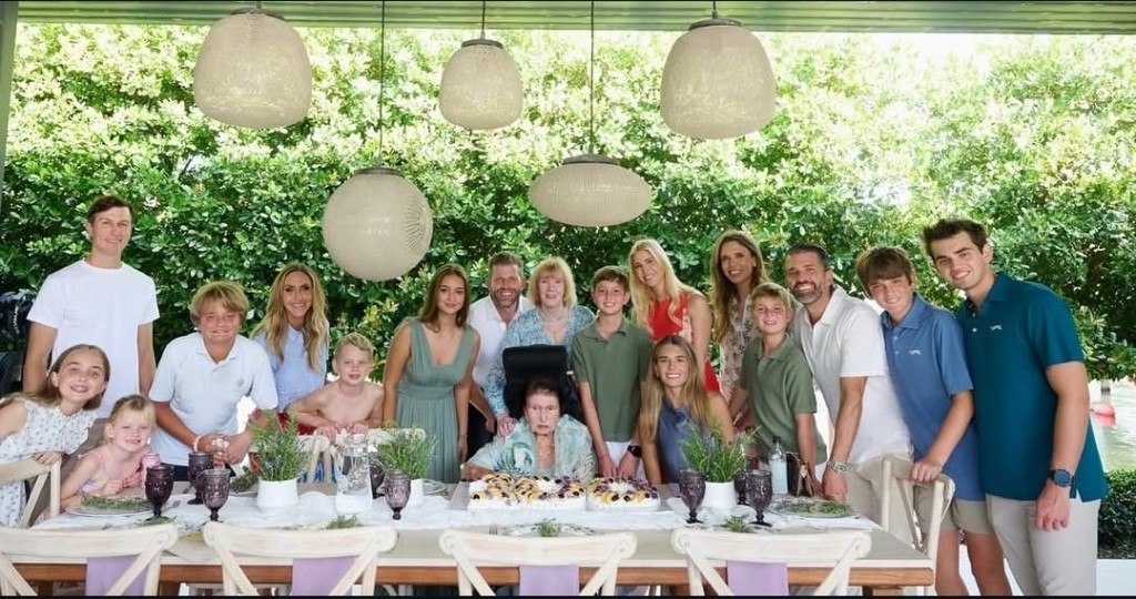 The birthday banquet was held at Ivanka Trump's residence in Miami, Florida, with all three of the grandmother's grandchildren and 10 great-grandchildren in attendance. IG@IvankaTrump