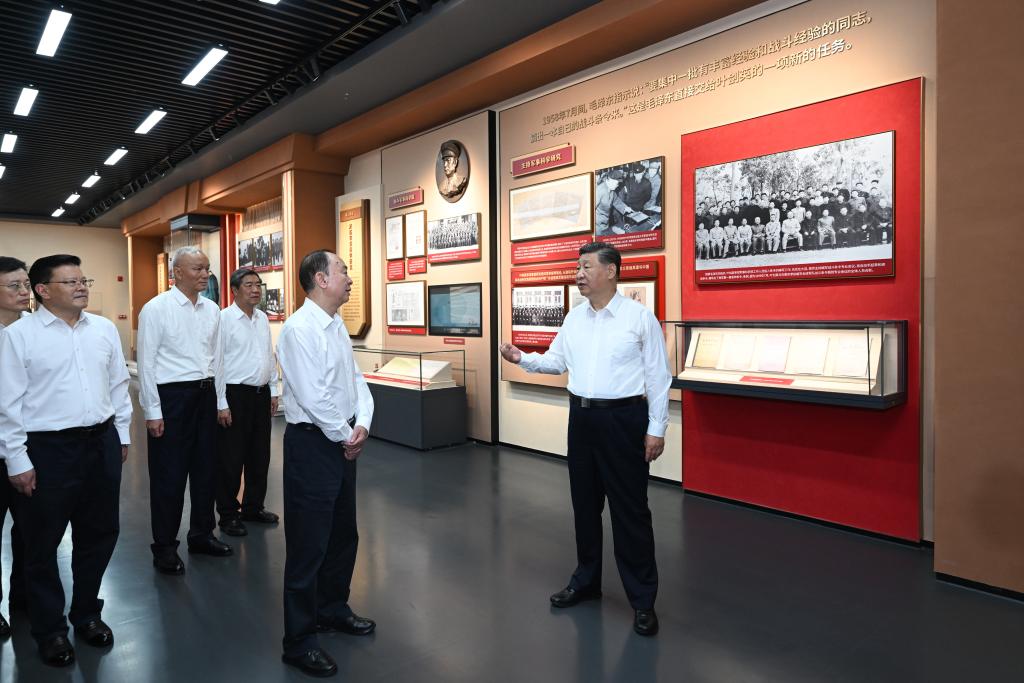 Chinese President Xi Jinping, also general secretary of the Communist Party of China Central Committee and chairman of the Central Military Commission, visits the Ye Jianying memorial park to learn about local efforts in promoting revolutionary culture in Meizhou City, south China's Guangdong Province, Nov. 7, 2025. Xi on Friday inspected the city of Meizhou in south China's Guangdong Province. (Xinhua/Xie Huanchi)