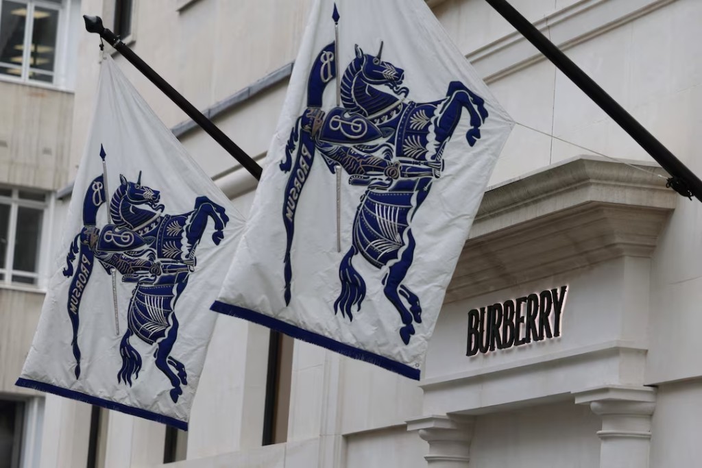 A view of logos displayed outside a Burberry store on New Bond Street in London, Britain, July 15, 2024. (Reuters)