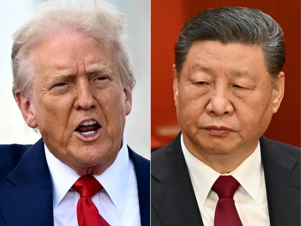 This combination of pictures created on April 04, 2025 shows, L-R, US President Donald Trump in Miami, Florida, on April 3, 2025 and China's President Xi Jinping in Beijing on March 5, 2025. (Photo by Mandel NGAN and Pedro Pardo / AFP)