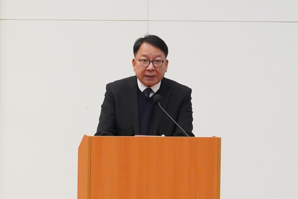 Chief Secretary for Administration Eric Chan Kwok-ki delivering his opening remarks. Chief Secretary for Administration Eric Chan Kwok-ki delivering his opening remarks.