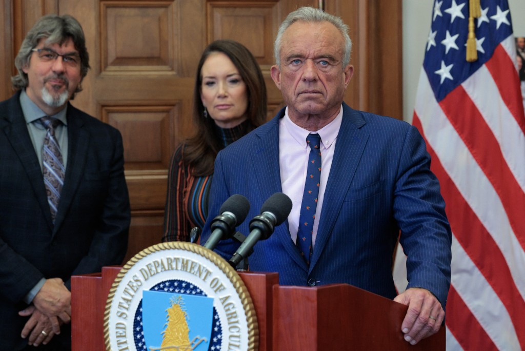 Photo by CHIP SOMODEVILLA / GETTY IMAGES NORTH AMERICA / GETTY IMAGES VIA AFP U.S. Health and Human Services Secretary Robert F. Kennedy Jr. is joined by U.S. Agriculture Secretary Brooke Rollins and California farmer Blake Alexander (L) during the announcement of a $700 million pilot program to support regenerative agriculture at the Department of Agriculture on December 10, 2025 in Washington, DC.