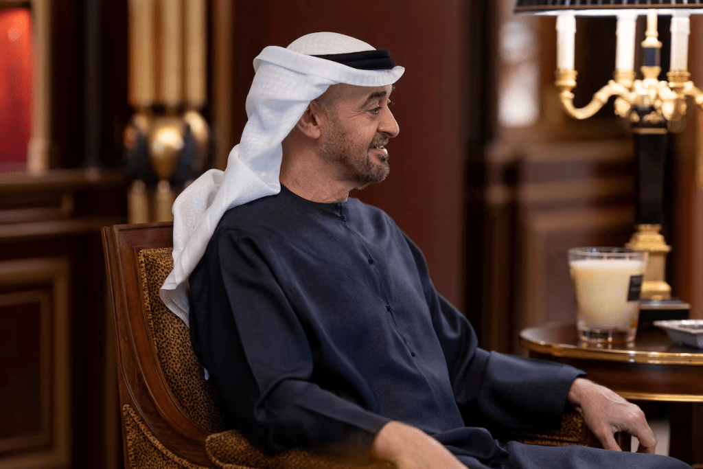 Sheikh Mohamed bin Zayed Al Nahyan, President of the United Arab Emirates, attends a meeting with King Hamad bin Isa Al Khalifa, King of Bahrain, in this undated picture obtained by Reuters on April 29, 2026.Abdulla Al Neyadi / UAE Presidential Court/Handout via REUTERS