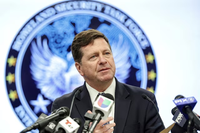Jay Clayton, United States Attorney for the Southern District of New York, speaks during a press conference in New York City, U.S., December 10, 2025. REUTERS/Jeenah Moon/File Photo 
