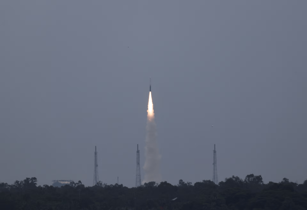 Indian space startup Skyroot Aerospace launched its Vikram-1 rocket, marking the first attempt by an Indian private company to place a satellite in orbit, from the Satish Dhawan Space Centre in Sriharikota, Andhra Pradesh, India, July 18, 2026. REUTERS/Priyanshu Singh