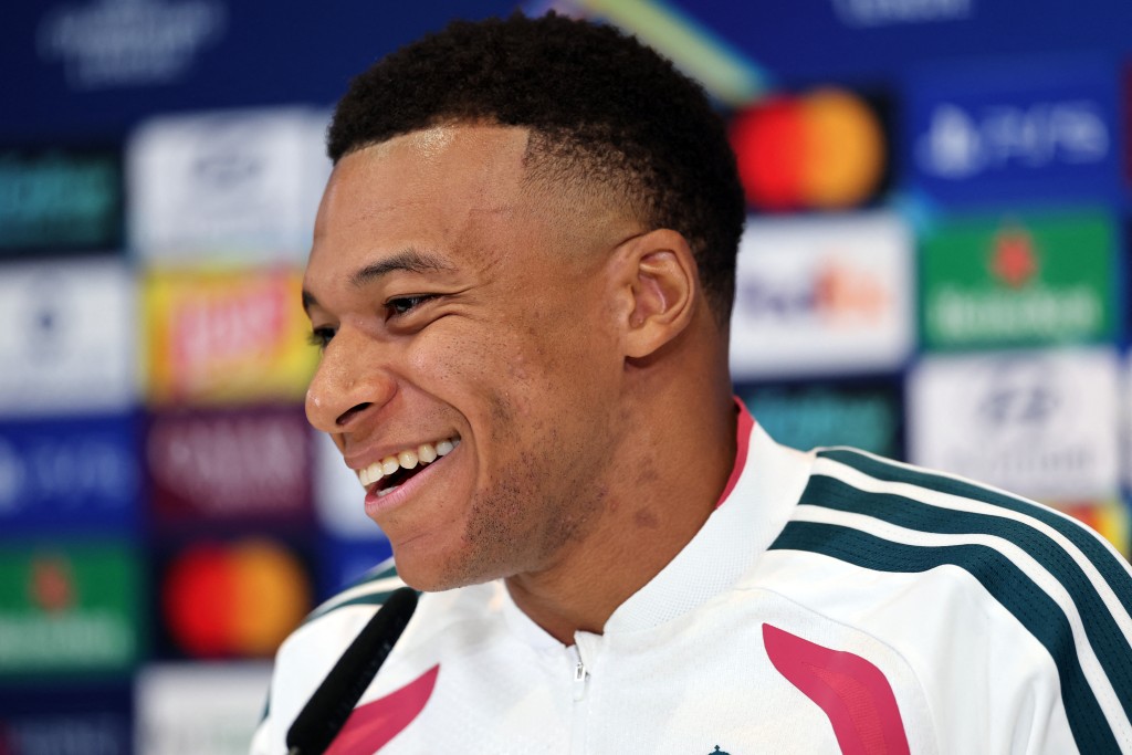 Real Madrid's French forward #10 Kylian Mbappe gives a press conference at the Ciudad Real Madrid training ground in Madrid on September 7, 2026 ahead of the UEFA Champions League first round day 1 football match between Real Madrid and Inter Milan. (Photo by Thomas COEX / AFP)
