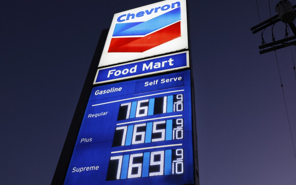 High gas prices are displayed at a downtown Chevron station on March 3, 2026 in Los Angeles, California. The average price of one gallon of regular self-service gasoline rose to $4.72 today in Los Angeles County amid widening war in the Middle East. Mario Tama/Getty Images/AFP 