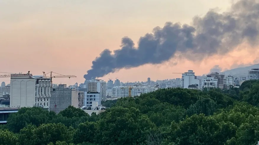 Smoke rises from the building of Iran’s state-run television after an Israeli strike in Tehran, Iran, Monday, June 16, 2025. (AP Photo)
