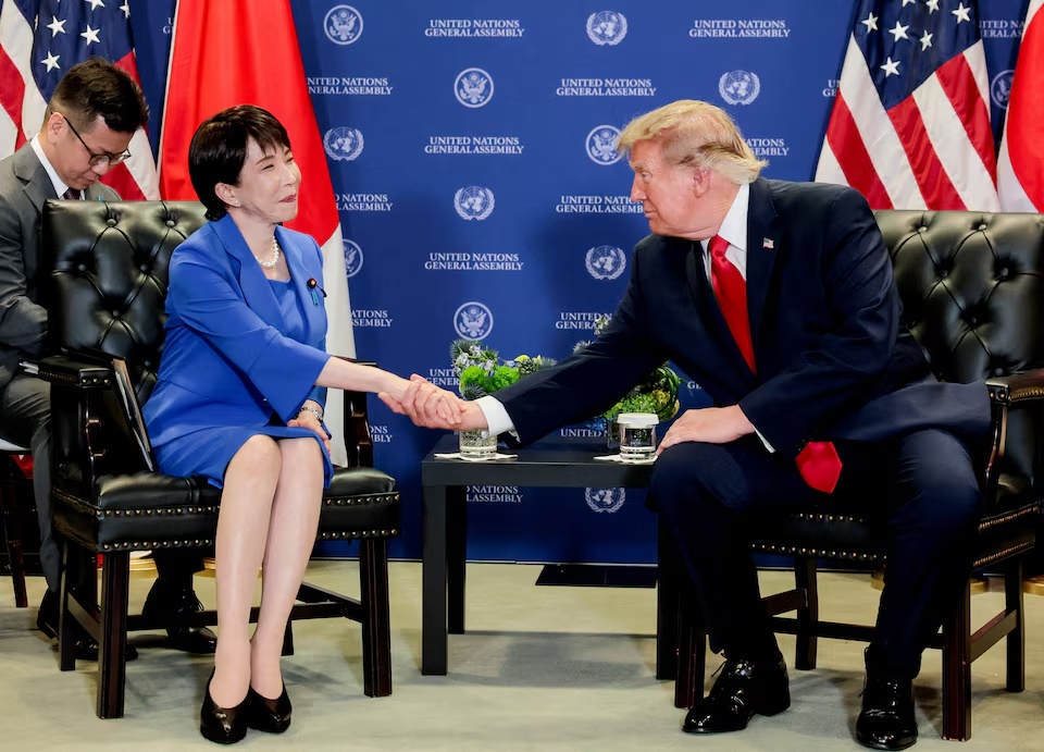 US President Donald Trump shakes hands with Japan's Prime Minister Sanae Takaichi as they participate in a bilateral meeting during the 81st United Nations General Assembly (UNGA) in New York City, US, September 22, 2026. REUTERS/Kylie Cooper