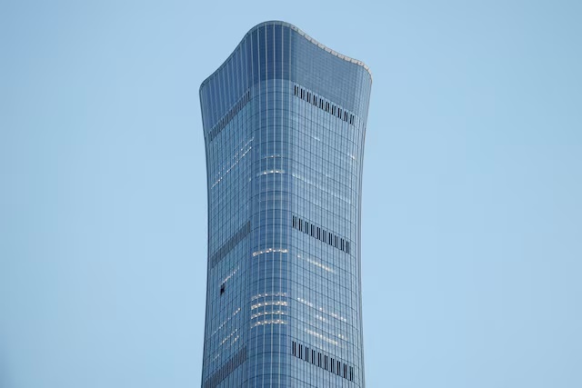 The CITIC Tower, also known as China Zun, where damage is visible on a high floor of the exterior, in Beijing, China June 26, 2026. REUTERS/Maxim Shemetov/File Photo