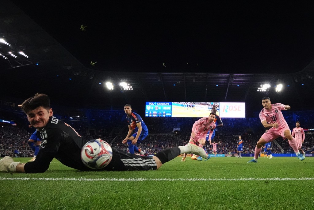 Lionel Messi #10 of Inter Miami CF scores his team's fifth goal during the MLS match between FC Cincinnati and Inter Miami CF at TQL Stadium on May 13, 2026 in Cincinnati, Ohio. Jeff Dean/Getty Images/AFP 