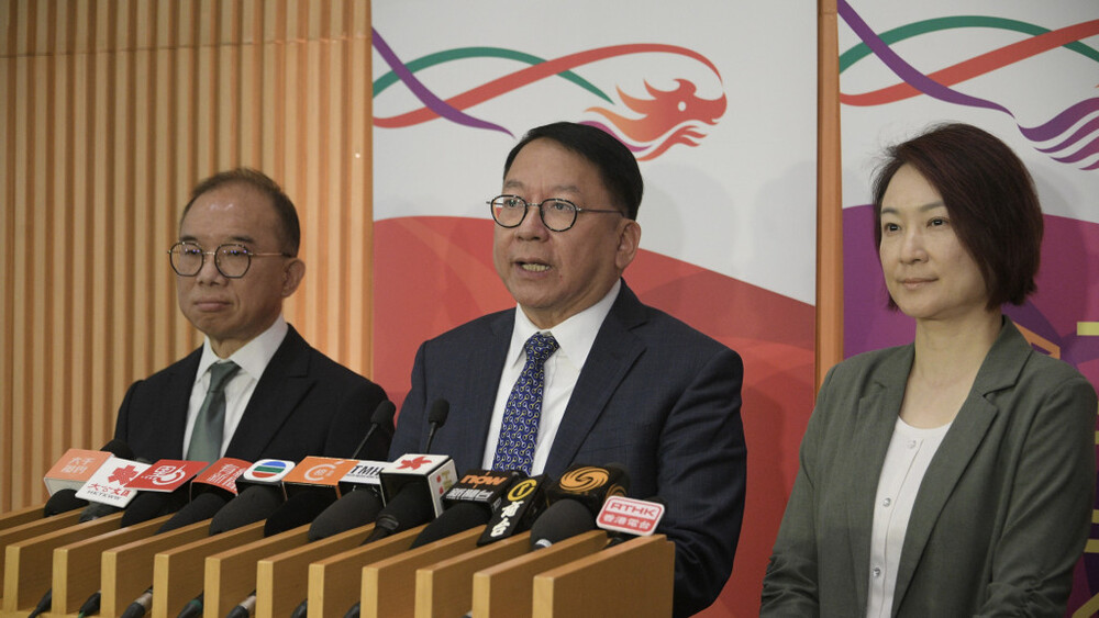 A government working group set up to promote patriotic education in Hong Kong has established that soft approaches are the way to foster a sense of identification among youth. Photo shows Chief Secretary Eric Chan Kwok-ki in the middle and group convenor Starry Lee Wai-king on the right. A government working group set up to promote patriotic education in Hong Kong has established that soft approaches are the way to foster a sense of identification among youth. Photo shows Chief Secretary Eric Chan Kwok-ki in the middle and group convenor Starry Lee Wai-king on the right.
