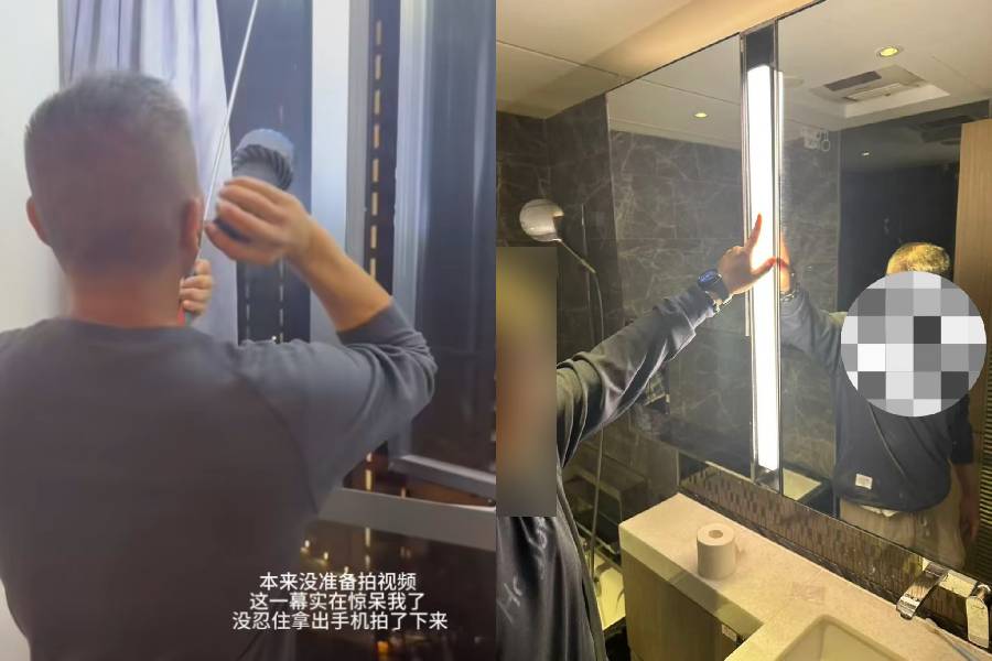 A man holding a flashlight and mirror, meticulously inspecting.