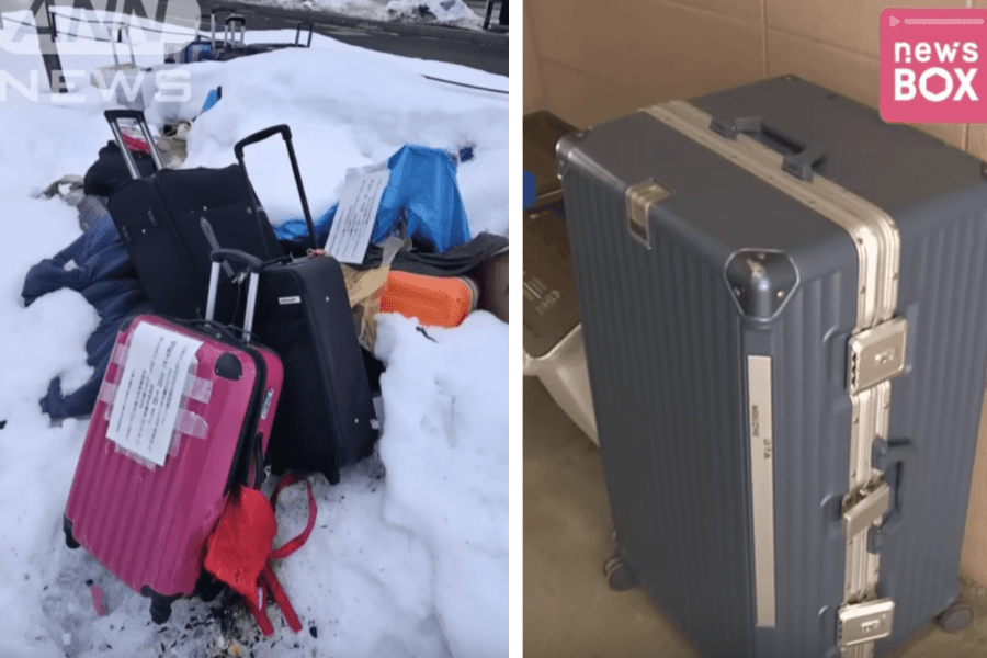 Sapporo turns into graveyard of abandoned suitcases, with some labeled from HK and Shenzhen