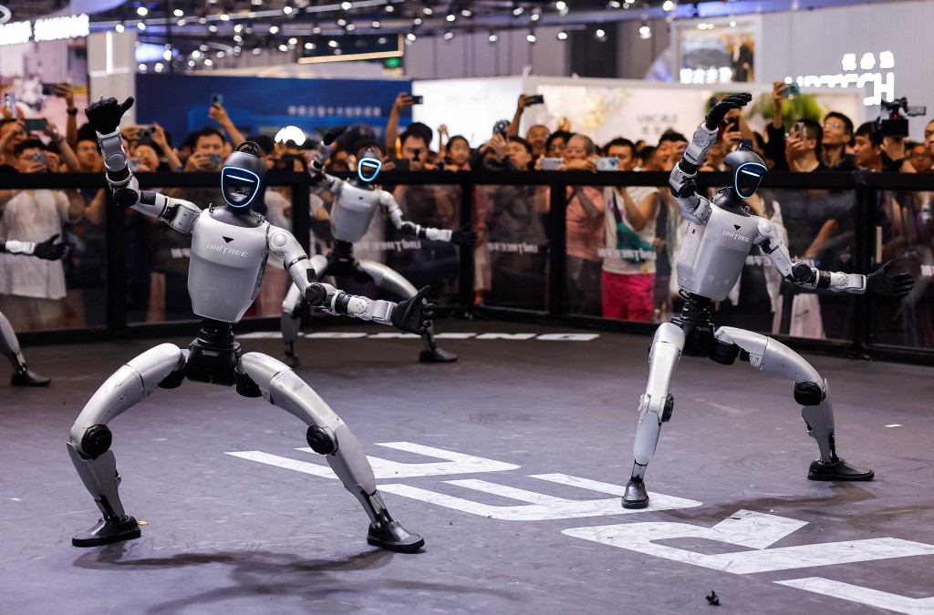 Unitree G1 robots perform at the 2026 World Robot Conference, in Beijing, China, August 20, 2026. REUTERS/Maxim Shemetov