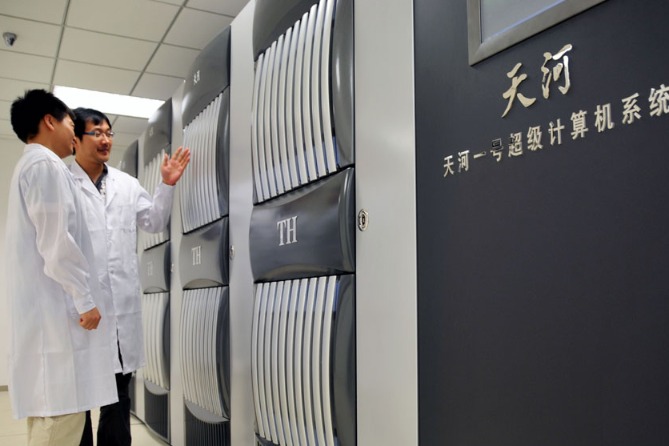 The Tianhe-1 supercomputer at the National SuperComputer Center in Tianjin. China has built six National Supercomputing Centers since 2009. The Tianhe-1 supercomputer at the National SuperComputer Center in Tianjin. China has built six National Supercomputing Centers since 2009.